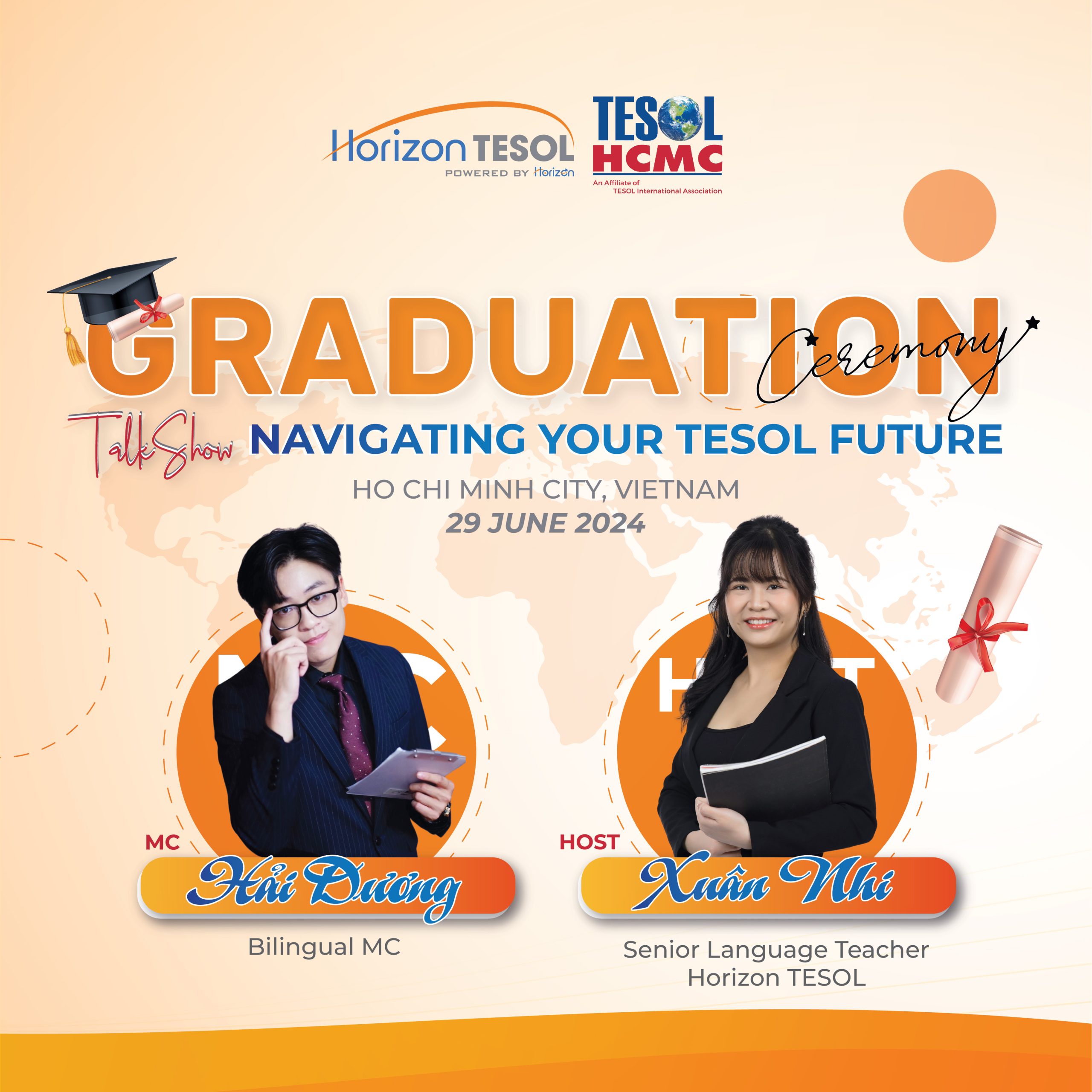 Cùng Host Xuân Nhi và MC Hải Dương đồng hành cùng sự kiện TESOL Graduation Ceremony & Talkshow Navigating Your TESOL Future